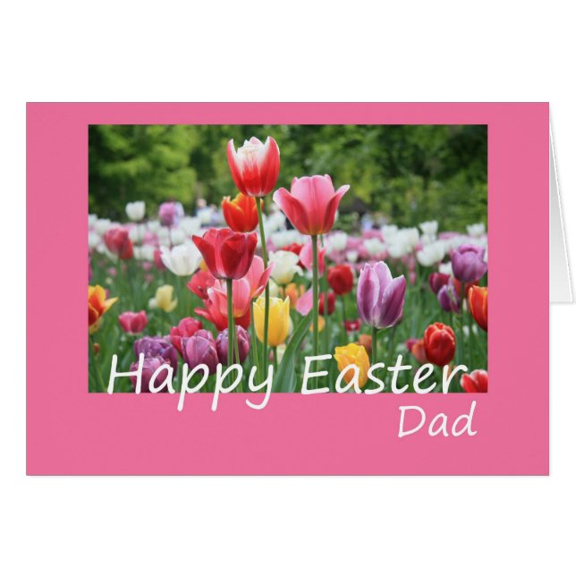 Dad Happy Easter Tulip card (Front Horizontal)