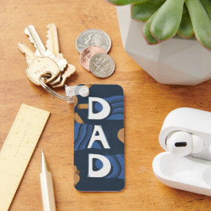 Dad - Happy Father's Day Navy Blue Keychain