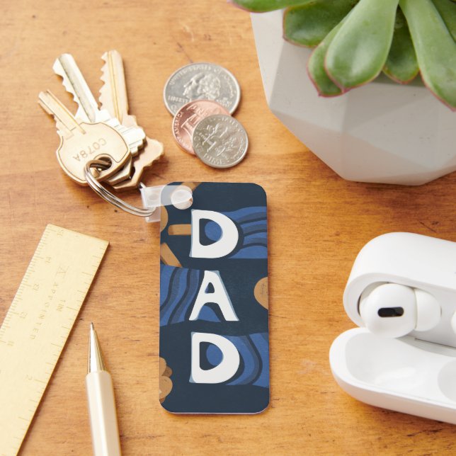 Dad - Happy Father's Day Navy Blue Keychain (Desk)