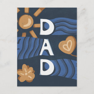 Dad - Happy Father's Day Navy Blue Postcard