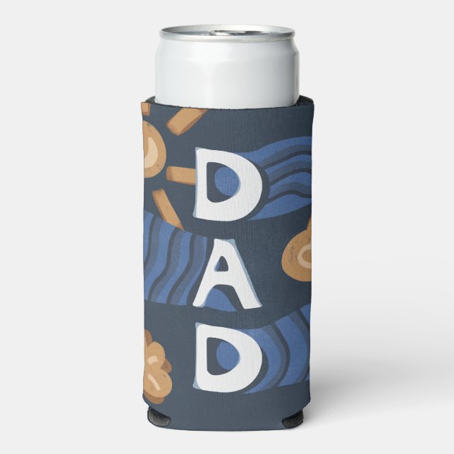 Dad - Happy Father's Day Navy Blue Seltzer Can Cooler (Seltzer Front)
