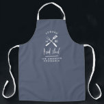 Dad head chef bbq grill Christmas birthday modern  Apron<br><div class="desc">Dad head chef bbq grill Christmas,  birthday,  fathers day modern dusty blue and white apron design.</div>
