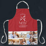 Dad head chef bbq grill multi photo modern red apron<br><div class="desc">Dad head chef bbq grill Christmas,  birthday,  fathers day modern multi photo red and white apron design.</div>