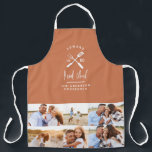 Dad head chef bbq grill multi photo terracotta apron<br><div class="desc">Dad head chef bbq grill Christmas,  birthday,  fathers day modern multi photo terracotta and white apron design.</div>