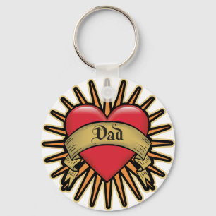 Dad Heart Tattoo Keychain