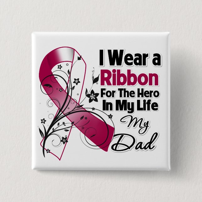 Dad Hero in My Life Head Neck Cancer 2 Inch Square Button (Front)