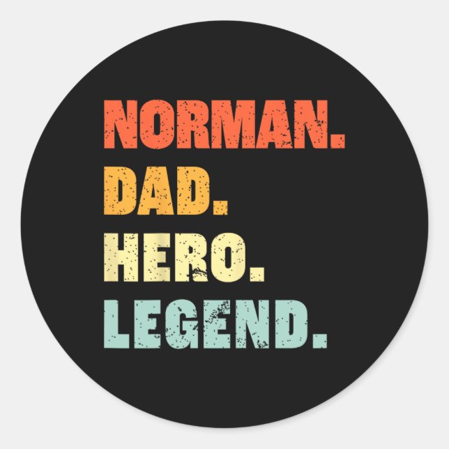 Dad Hero Legend Personalized Custom Name Fathers D Classic Round Sticker (Front)