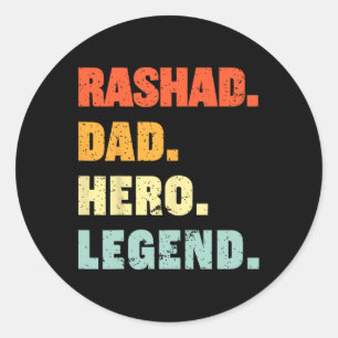 Dad Hero Legend Personalized Custom Name Fathers D Classic Round Sticker
