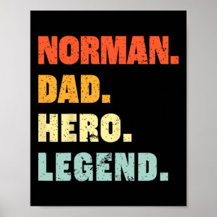 Dad Hero Legend Personalized Custom Name Fathers D Poster