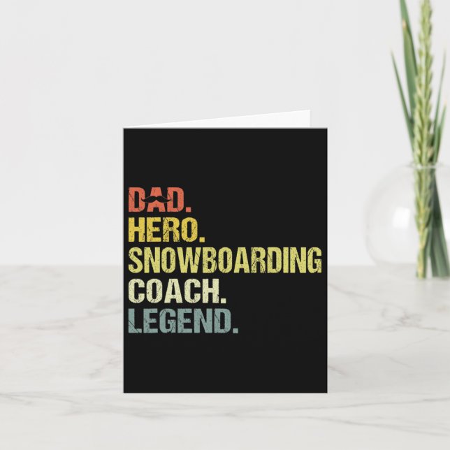 Dad Hero Snowboarding Coach Funny Snowboarding Coa Card (Front)