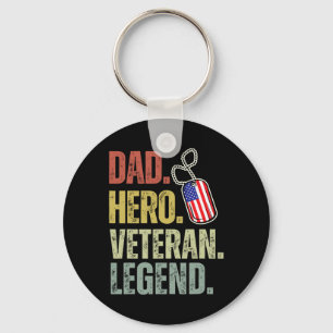 Dad Hero Veteran Legend Fathers Day Dad Grandpa Ve Keychain