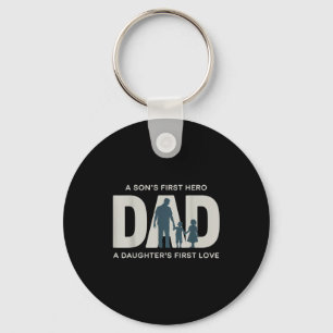 Dad Holding Kids Family Silhouette Father Quote  Keychain