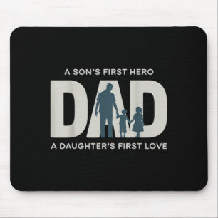 Dad Holding Kids Family Silhouette Father Quote Mouse Pad