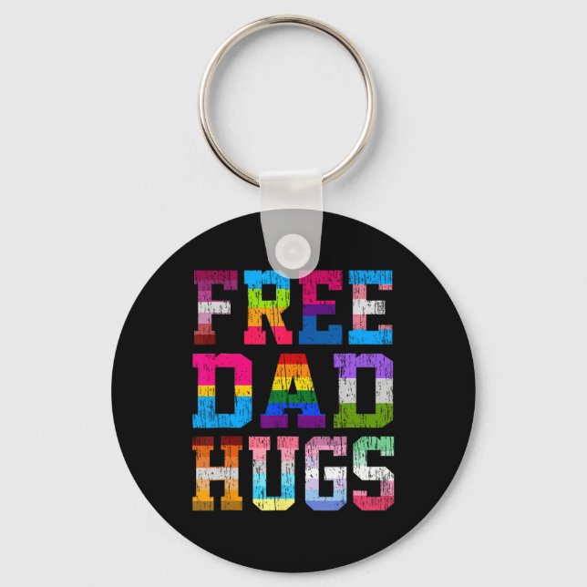 Dad Hugs For Pride Month Lgbt Fathers Day  Keychain (Front)