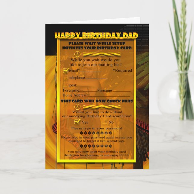 Dad Humorous computer birthday card (Front)