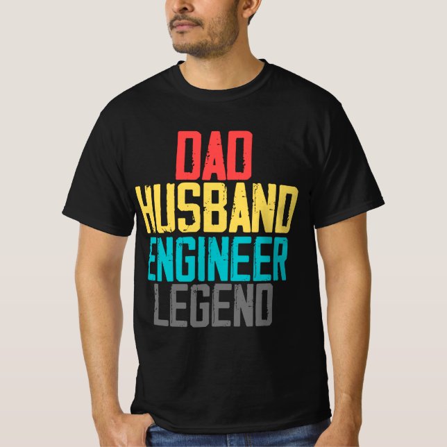 Dad Husband Engineer Legend Vintage Engineer  T-Shirt (Front)