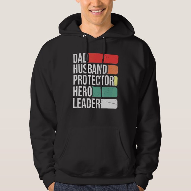 Dad Husband Protector Hero Leader Hoodie (Front)