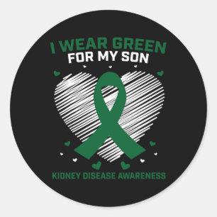 Dad I Wear Green For My Son Kidney Disease Awarene Classic Round Sticker