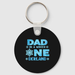 Dad In A Winter Onederland Bday Girl Sweet Snowfla Keychain