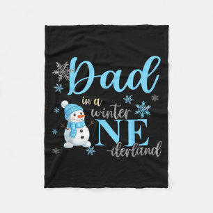 Dad In A Winter Onederland Birthday Boy Girl Cute Fleece Blanket