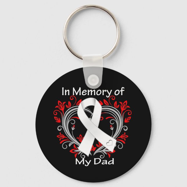 Dad - In Memory Lung Cancer Heart Keychain (Front)