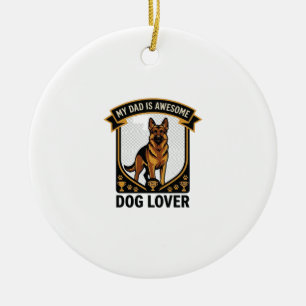 Dad Is Awesome Dog Lover German Shepherd Paws_1 Ceramic Ornament