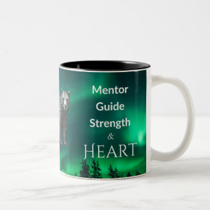 Dad Is Mentor Guide Strength & Heart Bear Aurora Two-Tone Coffee Mug