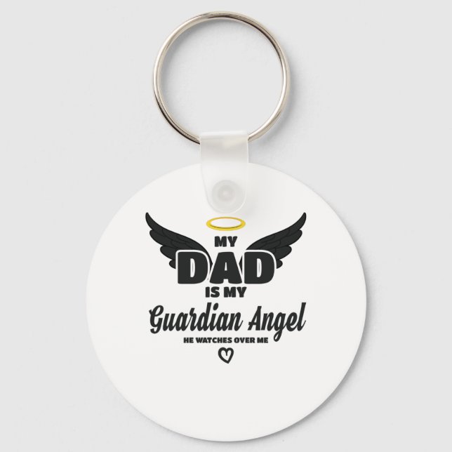 Dad Is My Guardian Angel Watches Over Me In Memory Keychain (Front)