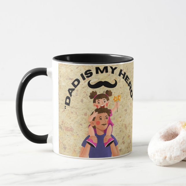 "Dad is my hero"  Father day mugs (With Donut)