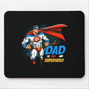 Dad Is My Superhero Kids Cool Father's Day Comic L Mouse Pad