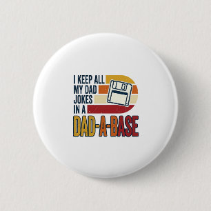 Dad Joke Dad-A-Base Retro Funny Father Vector Desi 2 Inch Round Button