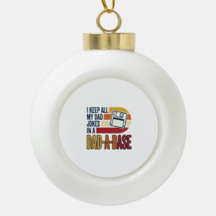 Dad Joke Dad-A-Base Retro Funny Father Vector Desi Ceramic Ball Christmas Ornament
