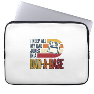 Dad Joke Dad-A-Base Retro Funny Father Vector Desi Laptop Sleeve