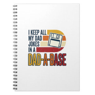 Dad Joke Dad-A-Base Retro Funny Father Vector Desi Notebook