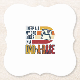 Dad Joke Dad-A-Base Retro Funny Father Vector Desi Paper Coaster