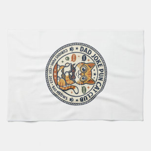 Dad Joke Pun Cat Cat Graphic Tee Art - Dad Joke Pu Kitchen Towel