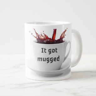 DAD JOKE: Why did the coffee file a police report? Large Coffee Mug