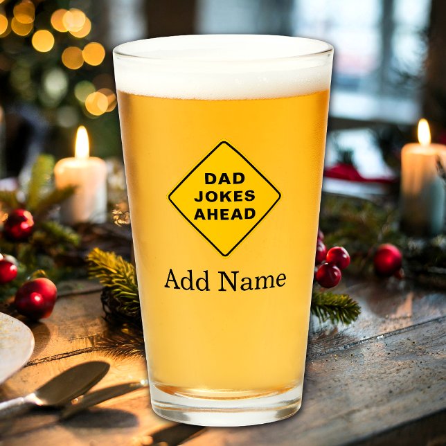 Dad Jokes Ahead Custom Name Text Personalized Glass (Creator Uploaded)