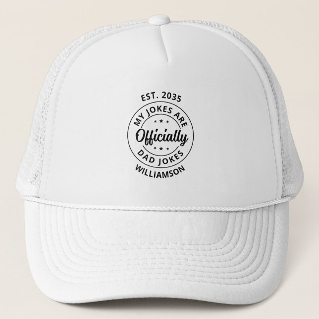 Dad Jokes Fathers day gift for new dad to be Trucker Hat (Front)