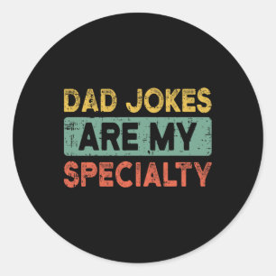 Dad Jokes Fathers Day Retro Funny Papa Grandpa Men Classic Round Sticker