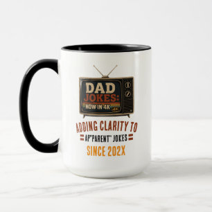 Dad Jokes Now in 4K Retro TV Funny Father’s Day Mug