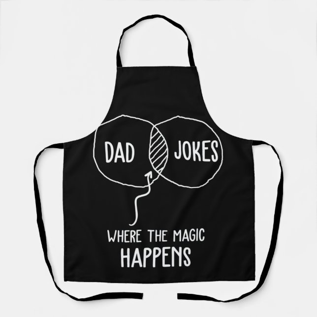 Dad Jokes Where The Magic Happens Fun Father'S Day Apron (Front)