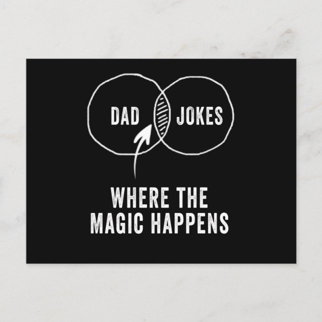 Dad jokes where the magic happens postcard (Front)