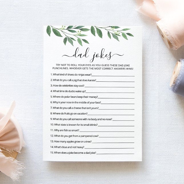 Dad Jokes with Answers Baby Shower game Card (Creator Uploaded)