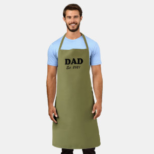 Dad khaki custom established date solid grill bbq apron
