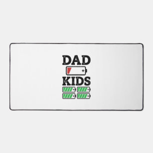 Dad Kids Battery Funny Vintage Vector Shirt Design Desk Mat