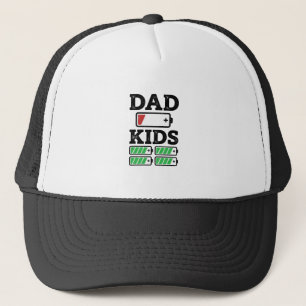 Dad Kids Battery Funny Vintage Vector Shirt Design Trucker Hat