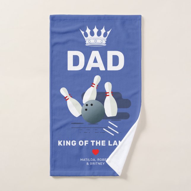 Dad King of the Lanes Bowling Hand Towel (Hand Towel)