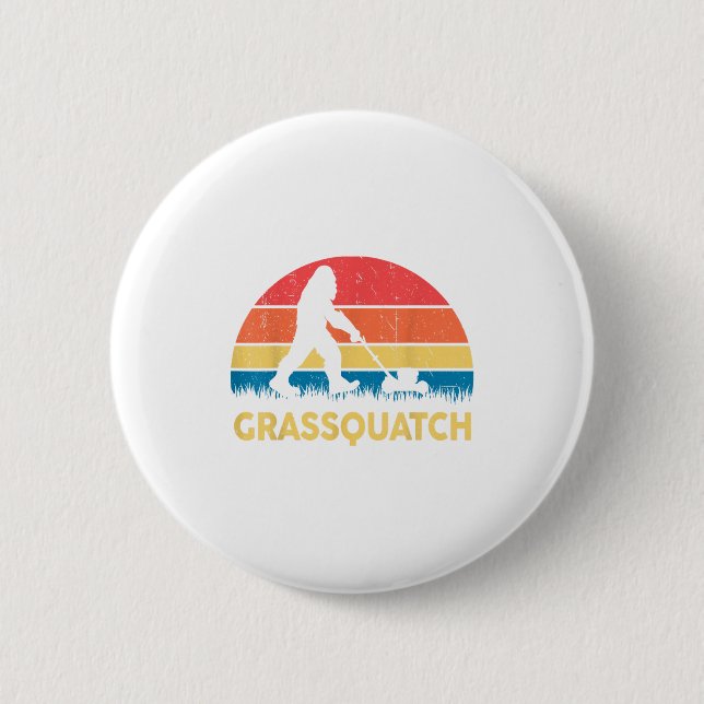 Dad Lawn Mowing Grquatch Bigfoot Mower Gift Funny  2 Inch Round Button (Front)