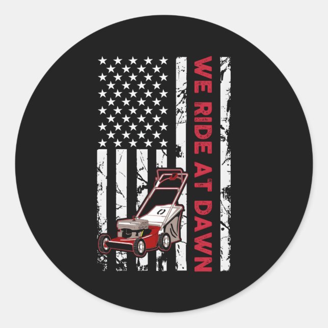 Dad Lawn Mowing Mower Gardening Care Classic Round Sticker (Front)